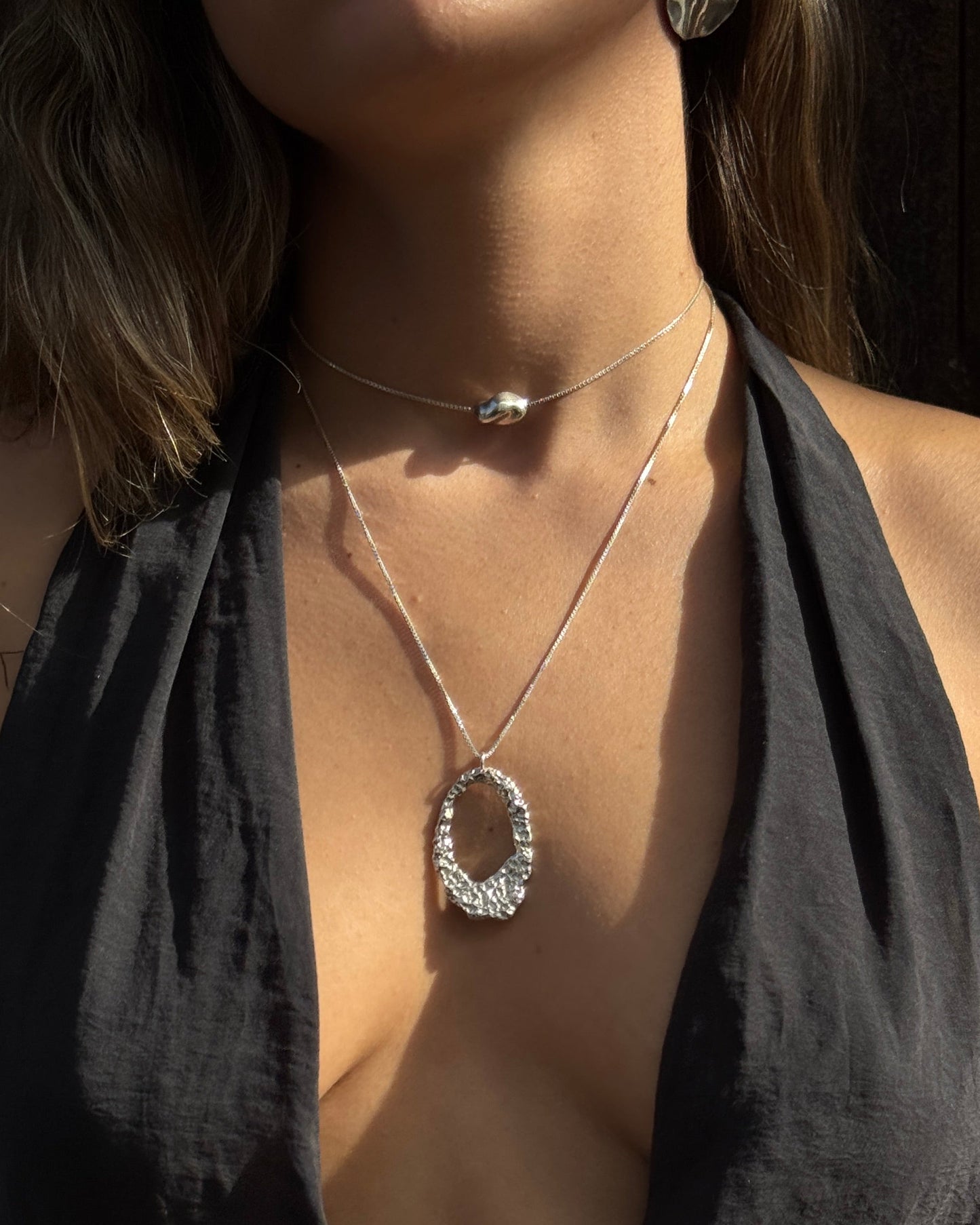 Silver bead necklace