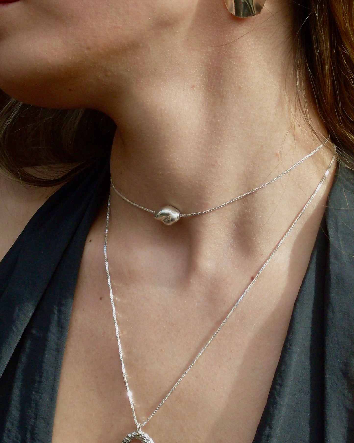 Silver bead necklace